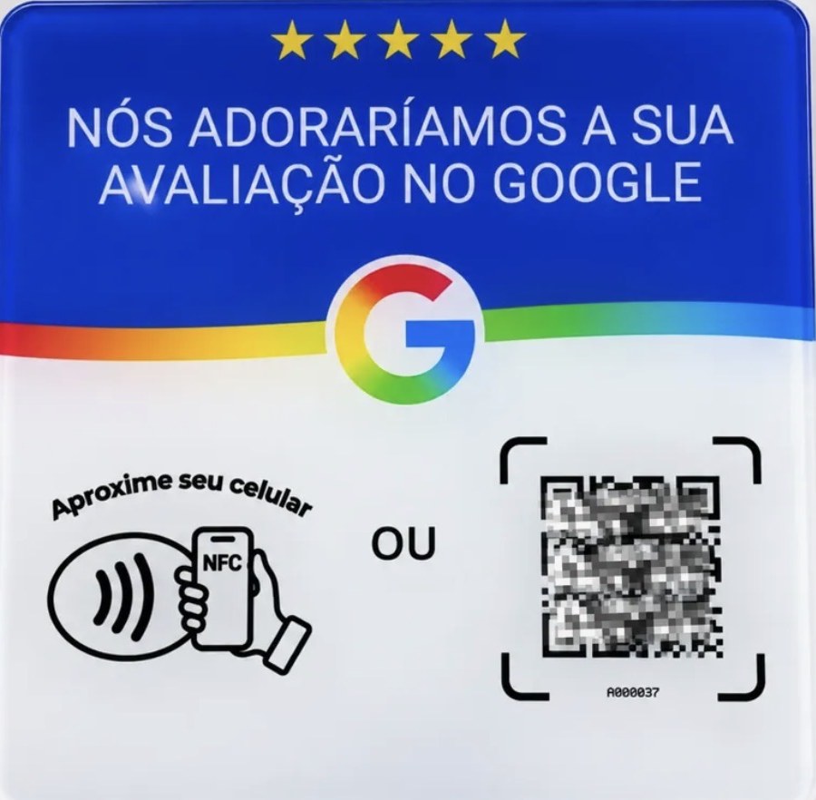 Plaquinha NFC de avaliação no Google